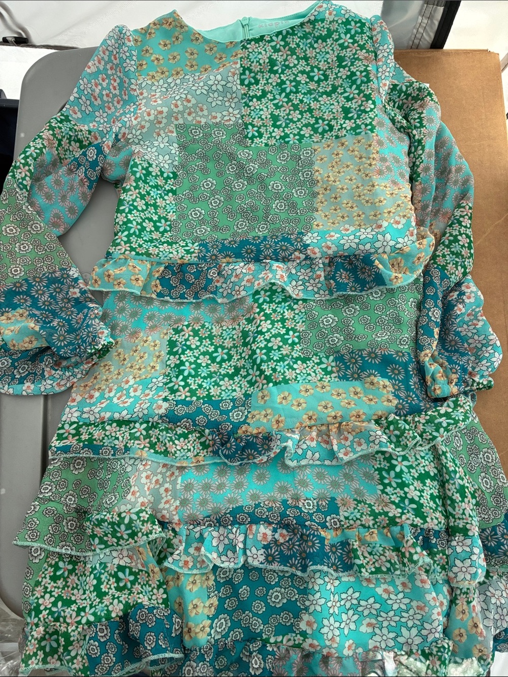 Kidpik Floral Boho Dress Girls Size 10 Prairie Cottagecore Blue Ruffle